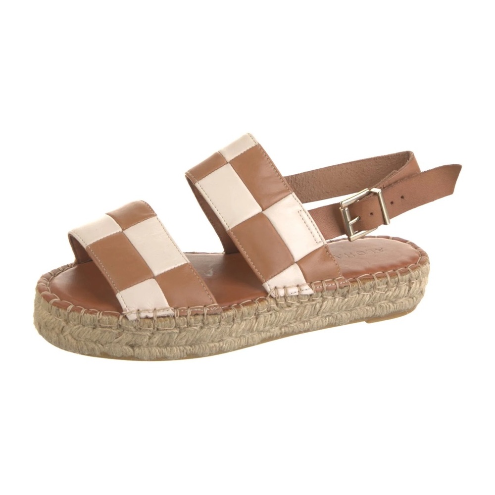 Alohas Vegan Leather Colorblock Espadrille Sandals Sz 37, 6.5 US